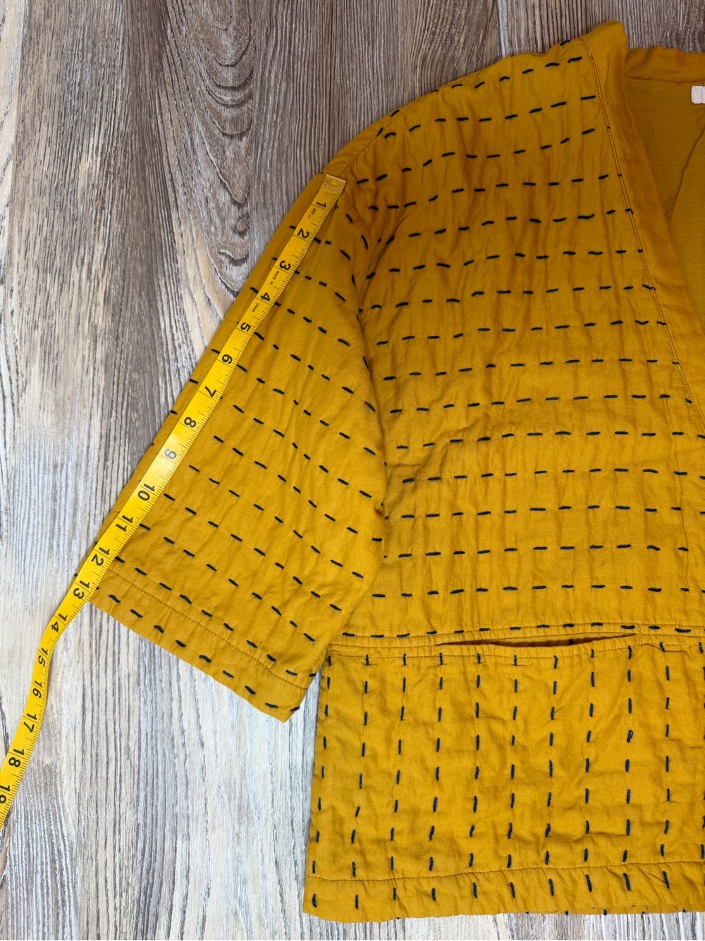 J.Jill Pure Jill Kantha Quilted Kimono Jacket Goldenrod Yellow - Picture 11 of 12